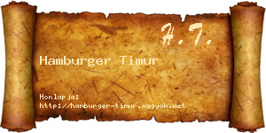 Hamburger Timur névjegykártya